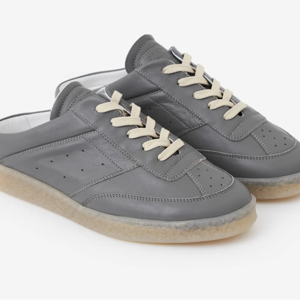 Authentic Maison Margiela mm6 leather dark grey mules -like new